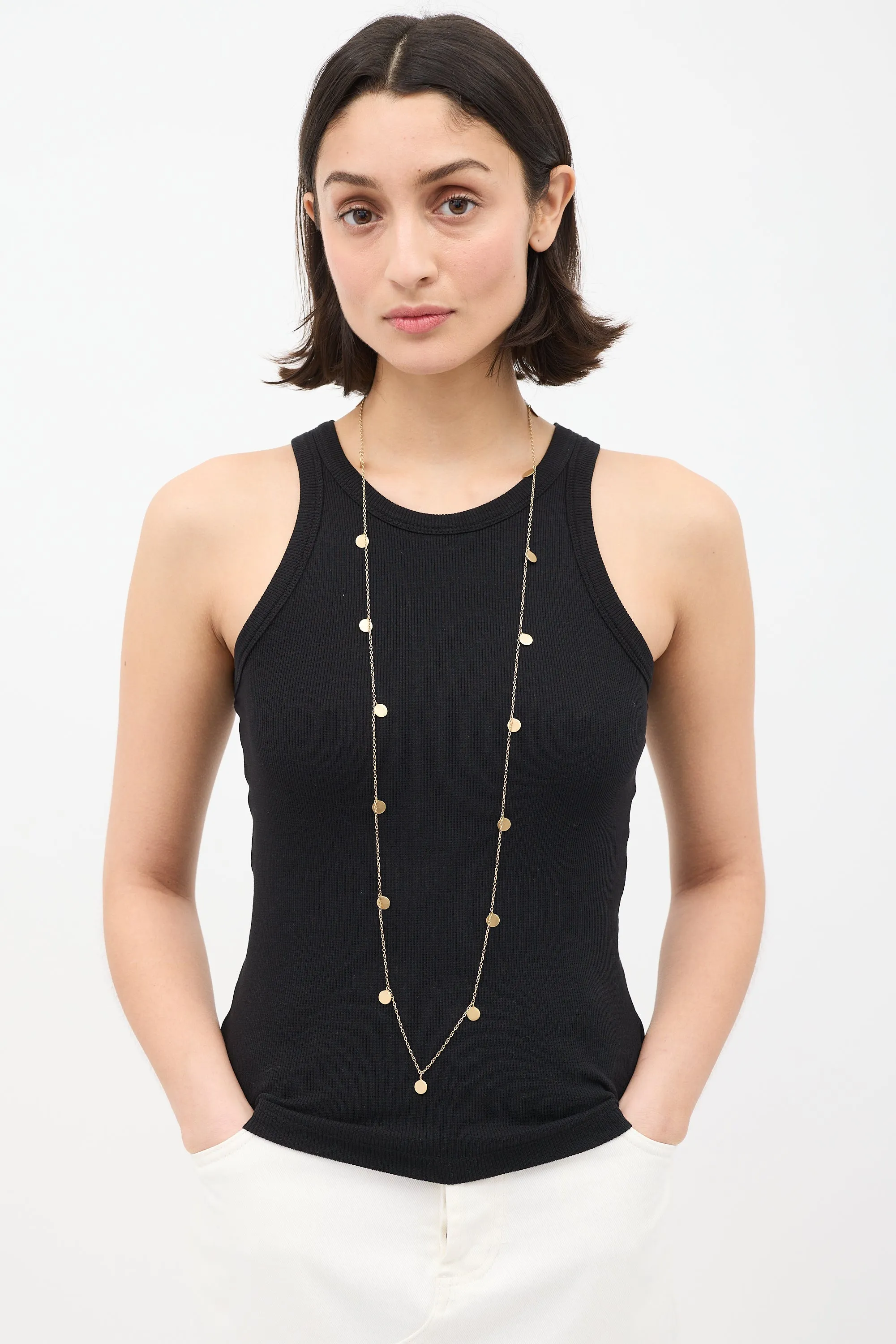 10K Gold Multi Discs Pendant Necklace
