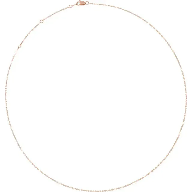 14k 1mm Diamond Cut Cable Chain 16-18" Adjustable