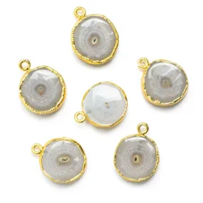 16mm Gold Leafed Solar Quartz Coin Pendant 1 piece