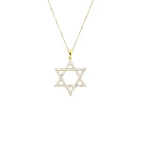 18K Yellow Gold Tdw. 0.55ct Diamond Star of David Pendant - 20738303
