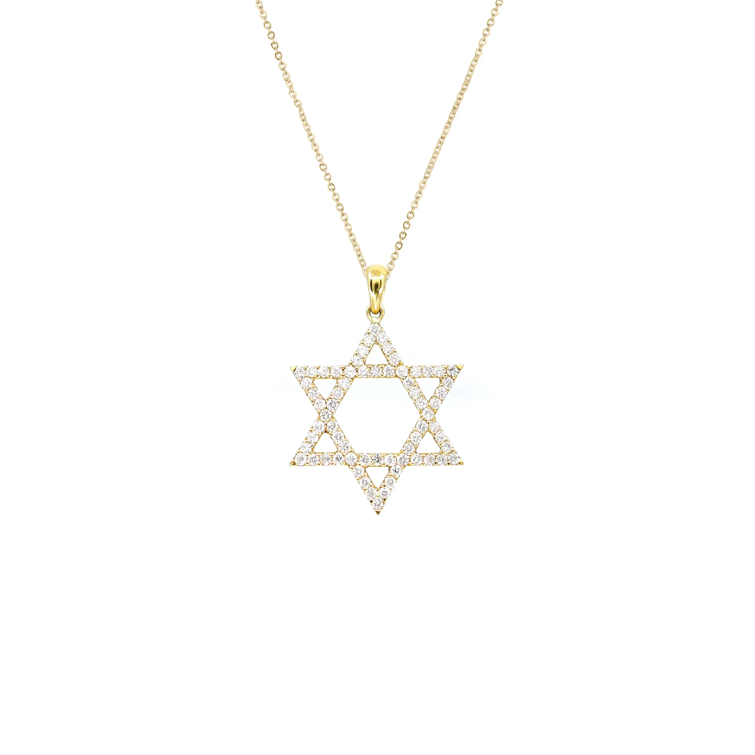 18K Yellow Gold Tdw. 0.55ct Diamond Star of David Pendant - 20738303