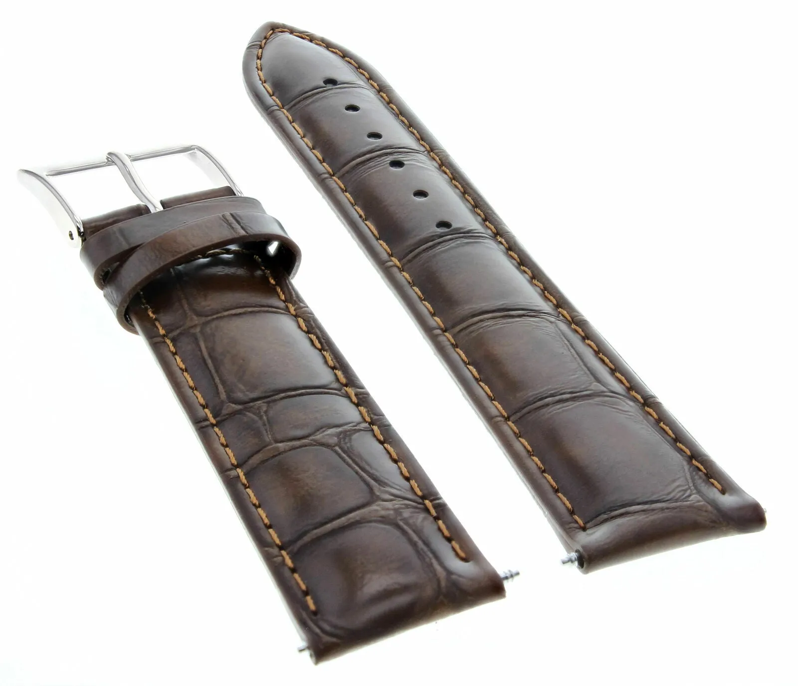 19MM LEATHER WATCH BAND STRAP FOR 42MM TISSOT PRS200 WATCH CHRONO DARK BROWN
