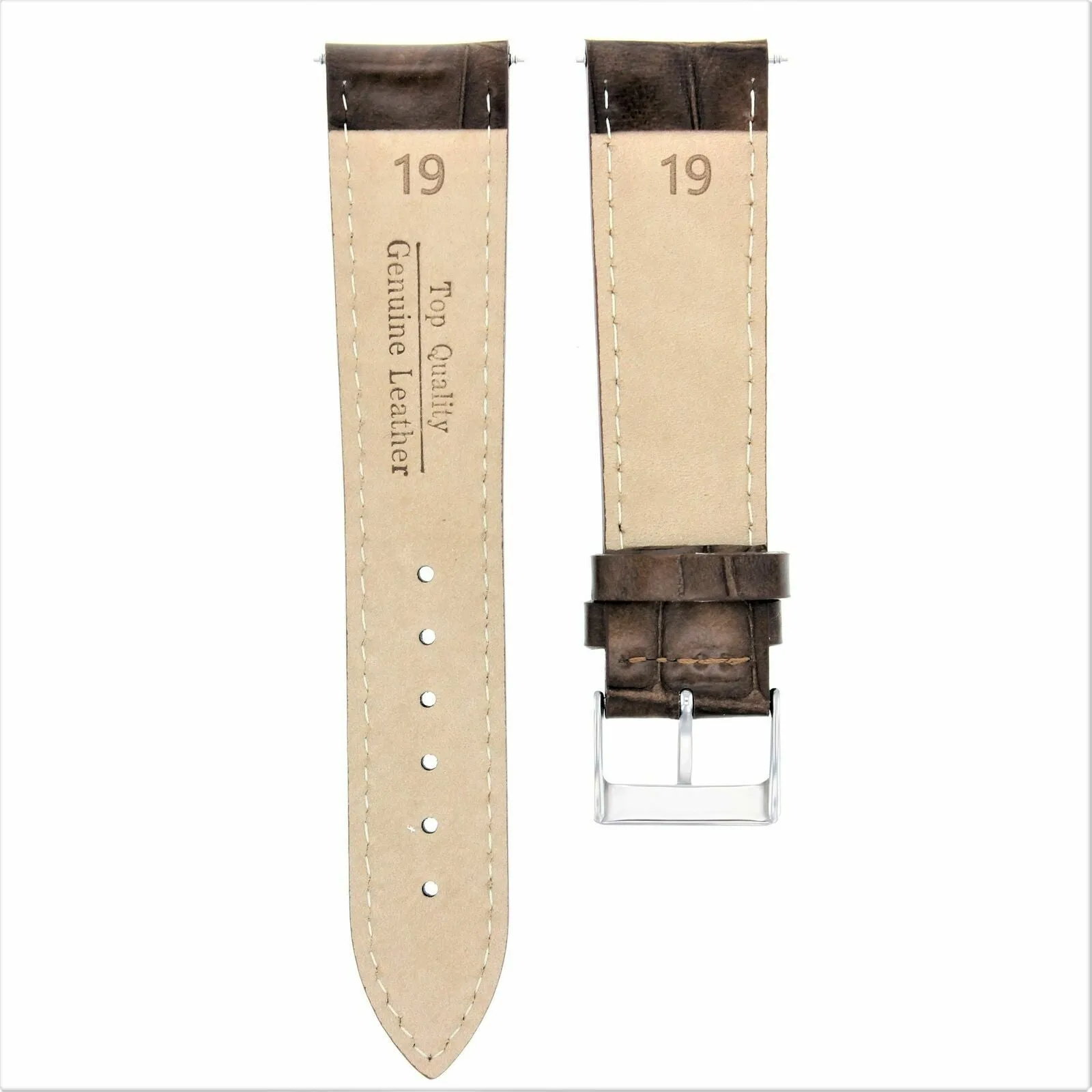19MM LEATHER WATCH BAND STRAP FOR 42MM TISSOT PRS200 WATCH CHRONO DARK BROWN