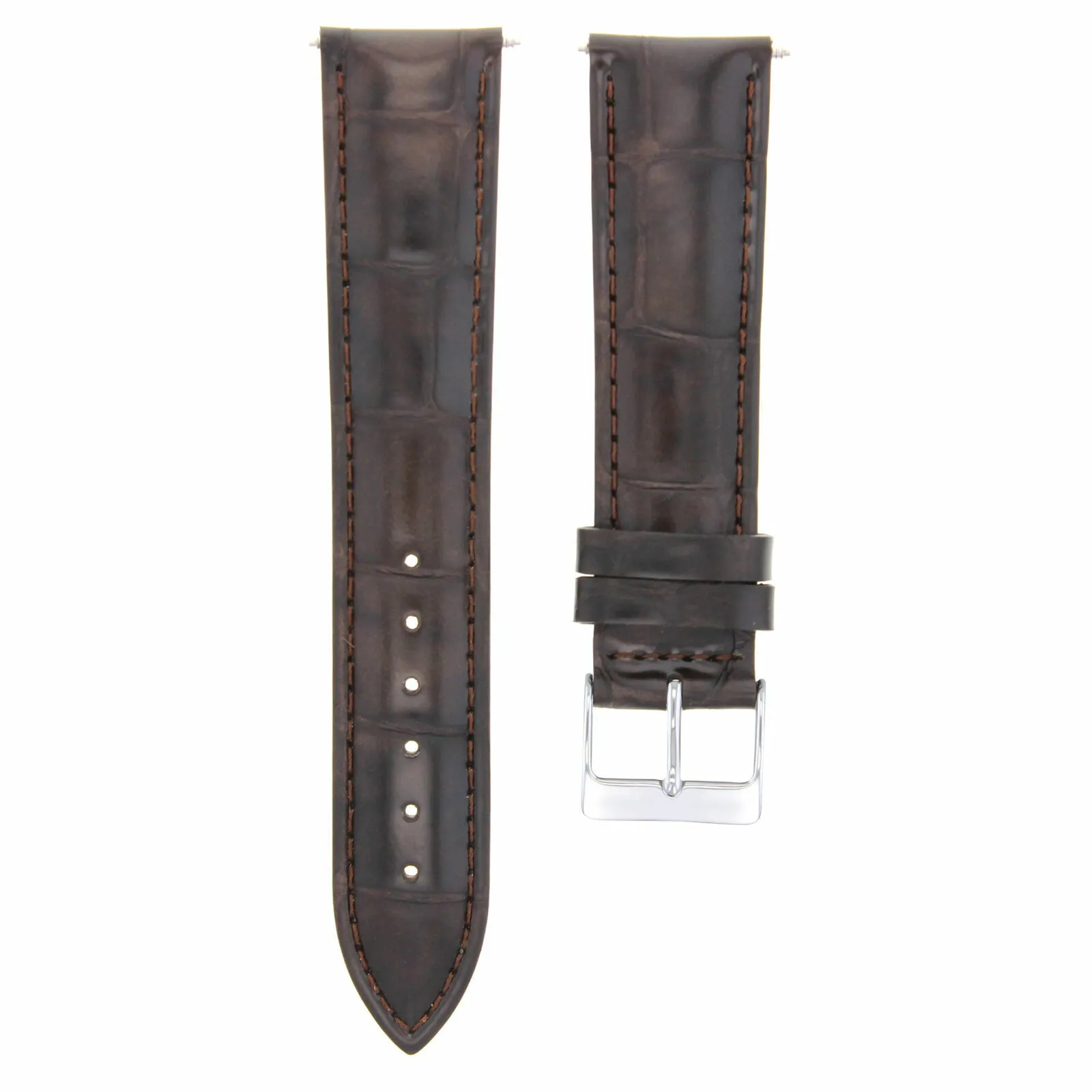 19MM LEATHER WATCH BAND STRAP FOR 42MM TISSOT PRS200 WATCH CHRONO DARK BROWN