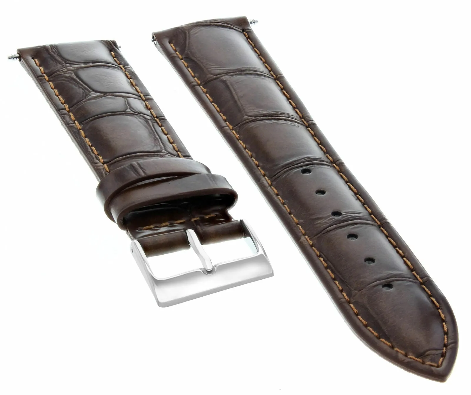 19MM LEATHER WATCH BAND STRAP FOR 42MM TISSOT PRS200 WATCH CHRONO DARK BROWN