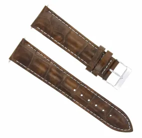 19MM LEATHER WATCH BAND STRAP FOR GIRARD PERREGAUX LIGHT BROWN WHITE STITCHING