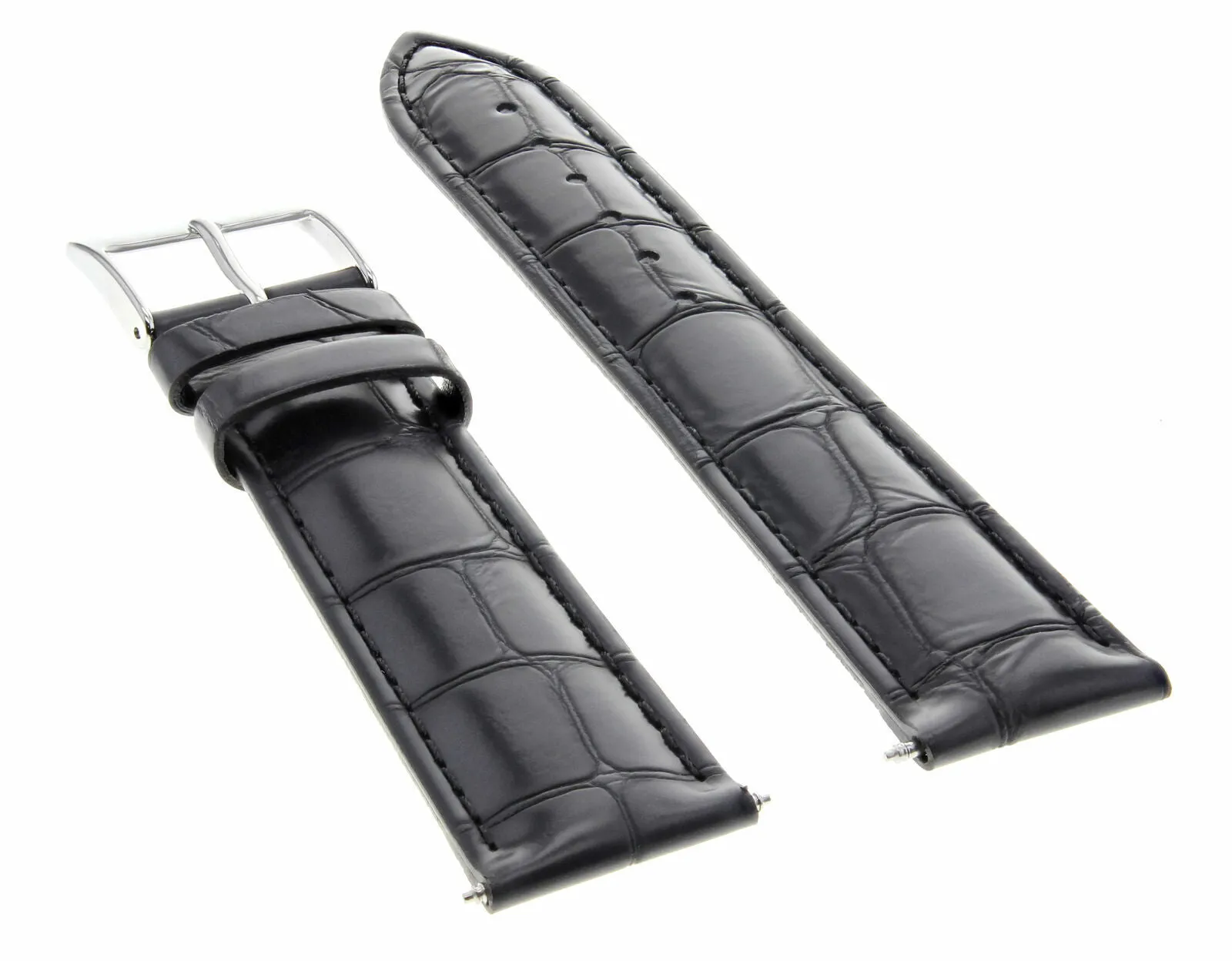 19MM LEATHER WATCH BAND STRAP FOR MAURICE LACROIX MT 1057 WATCH 19/18MM BLACK