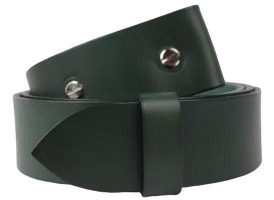 2 Inch Wide (50mm) Green Leather Belt Strap Made to Measure Chicago Screws