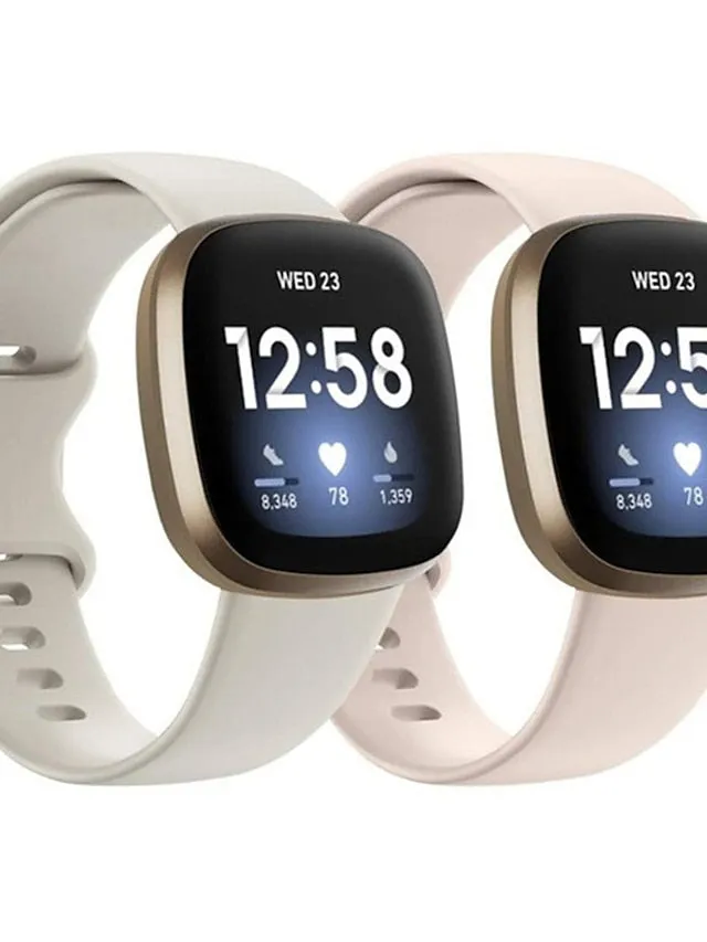 2 Pack Smart Watch Band Compatible with Fitbit Versa 4 / Sense 2 / Versa 3 / Sense Soft Silicone Smartwatch Strap Waterproof Adjustable Breathable Sport Band Replacement  Wristband