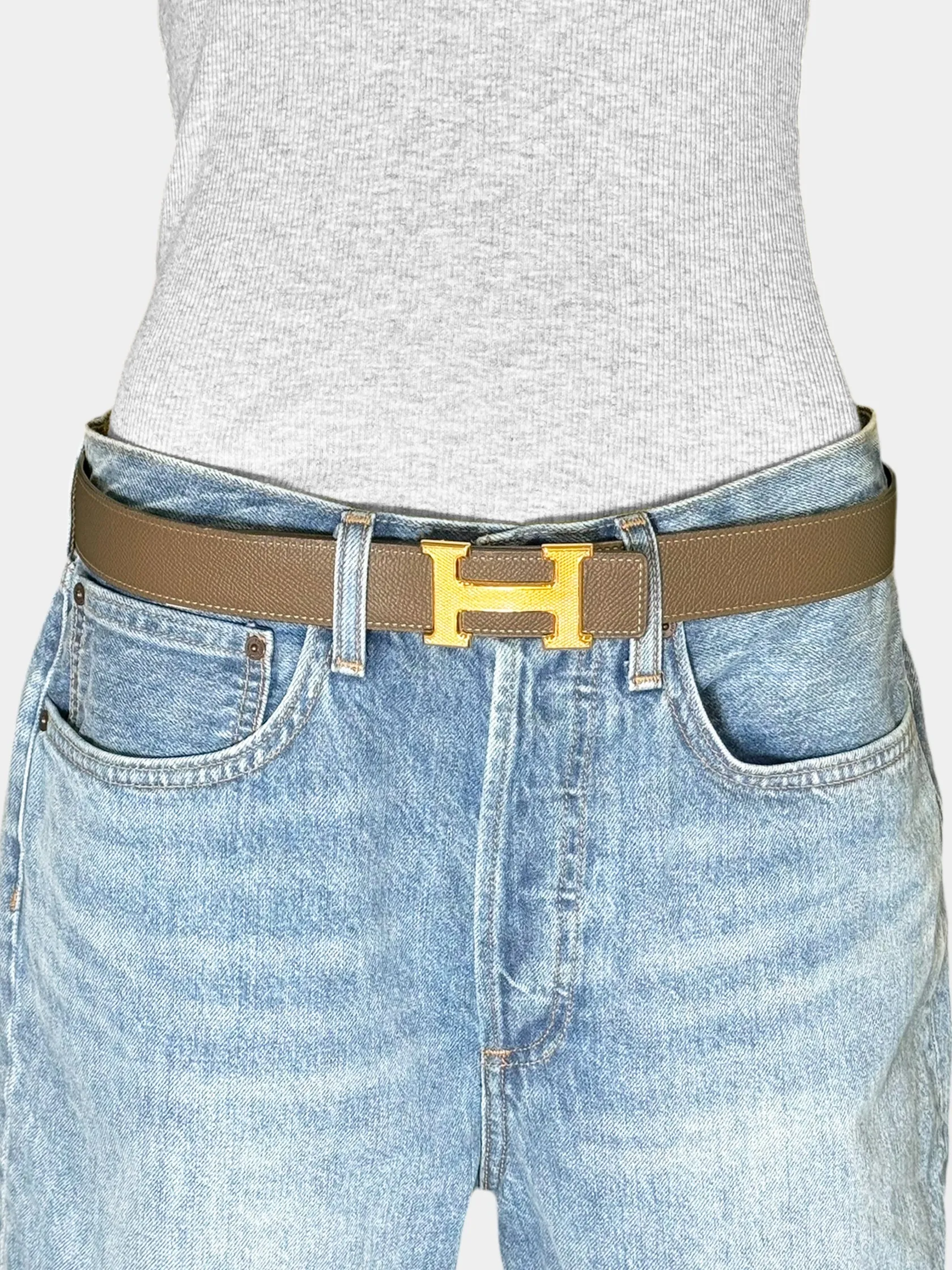 2014 Guillochee Reversible Leather Belt