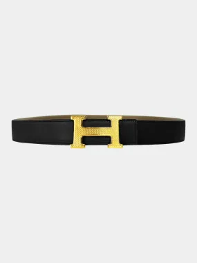 2014 Guillochee Reversible Leather Belt