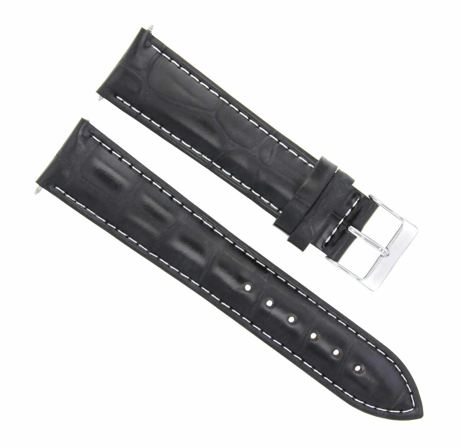 20/16MM LEATHER WATCH BAND STRAP FOR 36MM ROLEX 16013 16233 BLACK WHITE STITCH