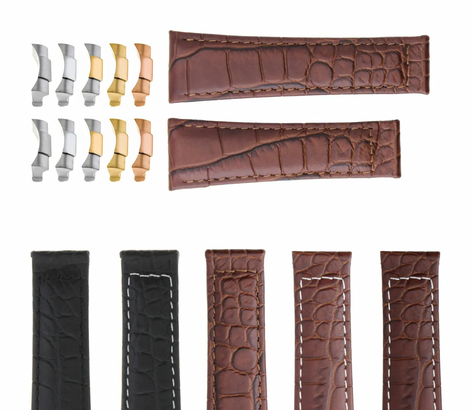 20MM CROC LEATHER WATCH BAND STRAP FIT FOR ROLEX DAYTONA ENDPIECES SHORT MEDIUM