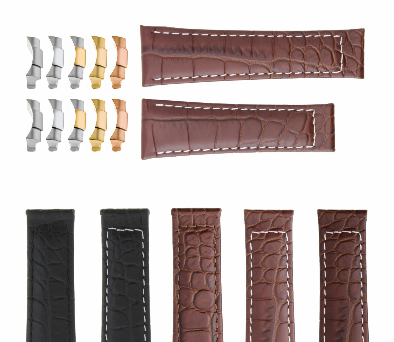 20MM CROC LEATHER WATCH BAND STRAP FIT FOR ROLEX DAYTONA ENDPIECES SHORT MEDIUM