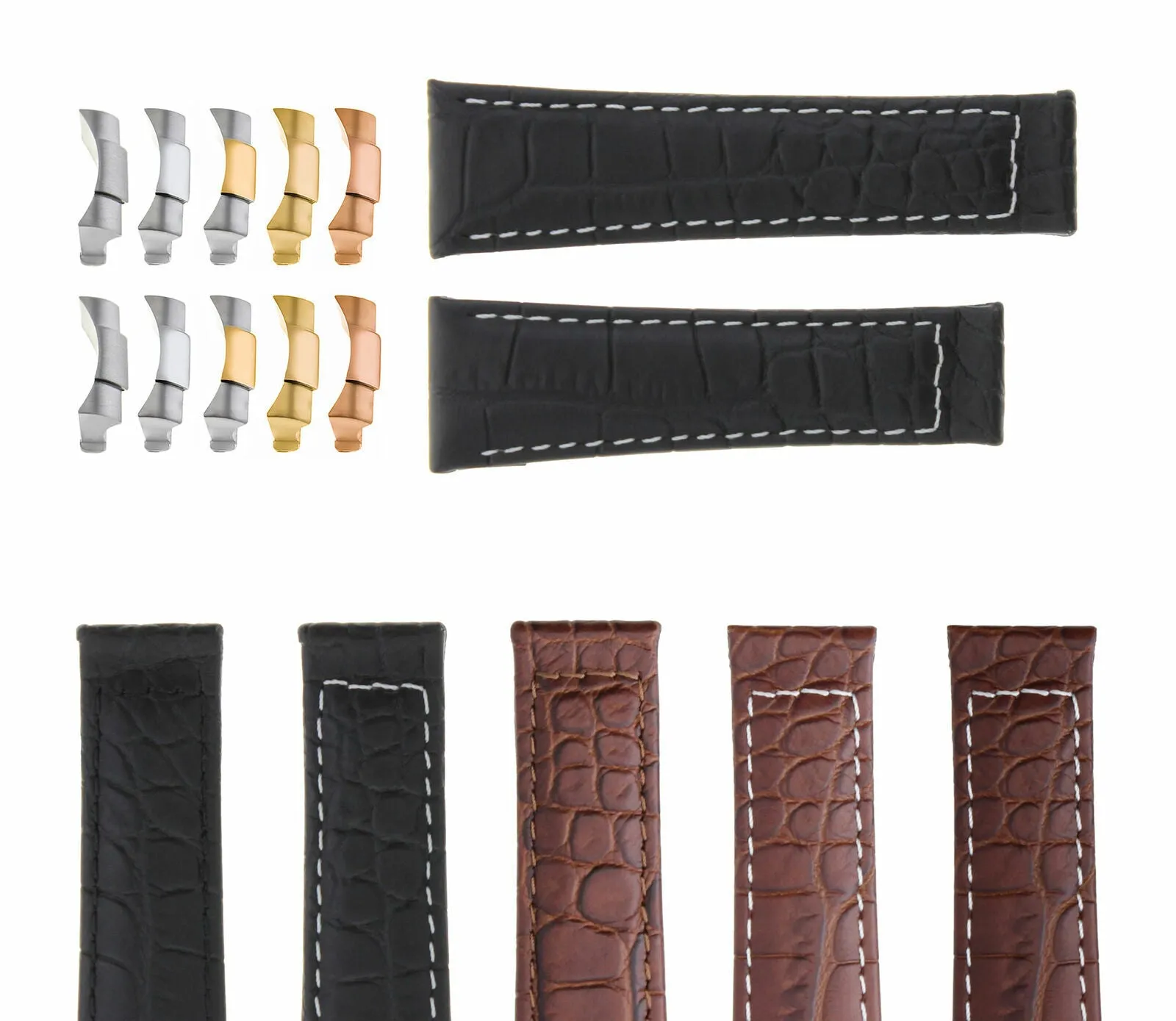 20MM CROC LEATHER WATCH BAND STRAP FIT FOR ROLEX DAYTONA ENDPIECES SHORT MEDIUM