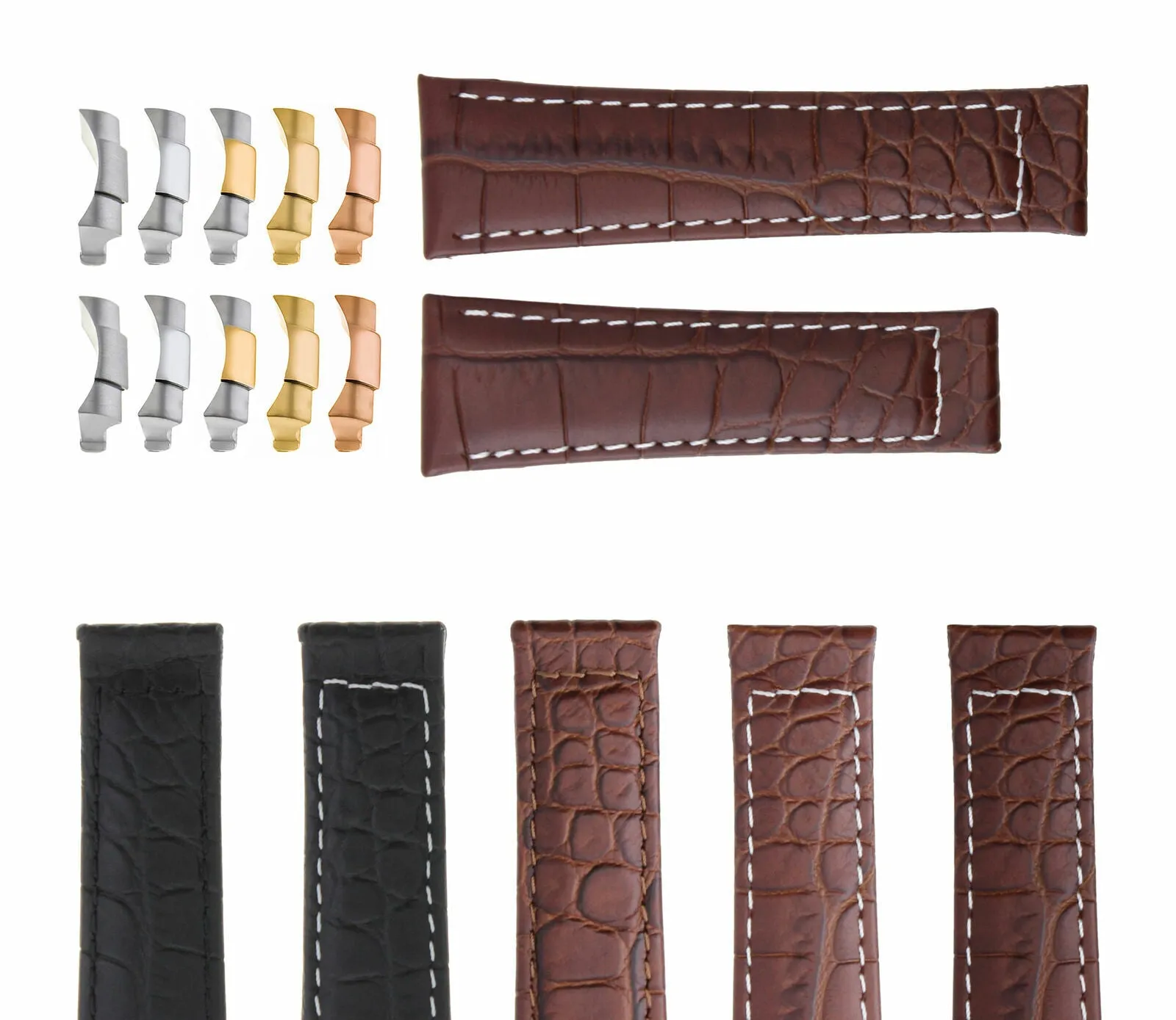 20MM CROC LEATHER WATCH BAND STRAP FIT FOR ROLEX DAYTONA ENDPIECES SHORT MEDIUM