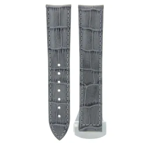 20MM LEATHER BAND STRAP FOR 41MM OMEGA SEAMASTER PLANET DEPLOYMENT CLASP GREY
