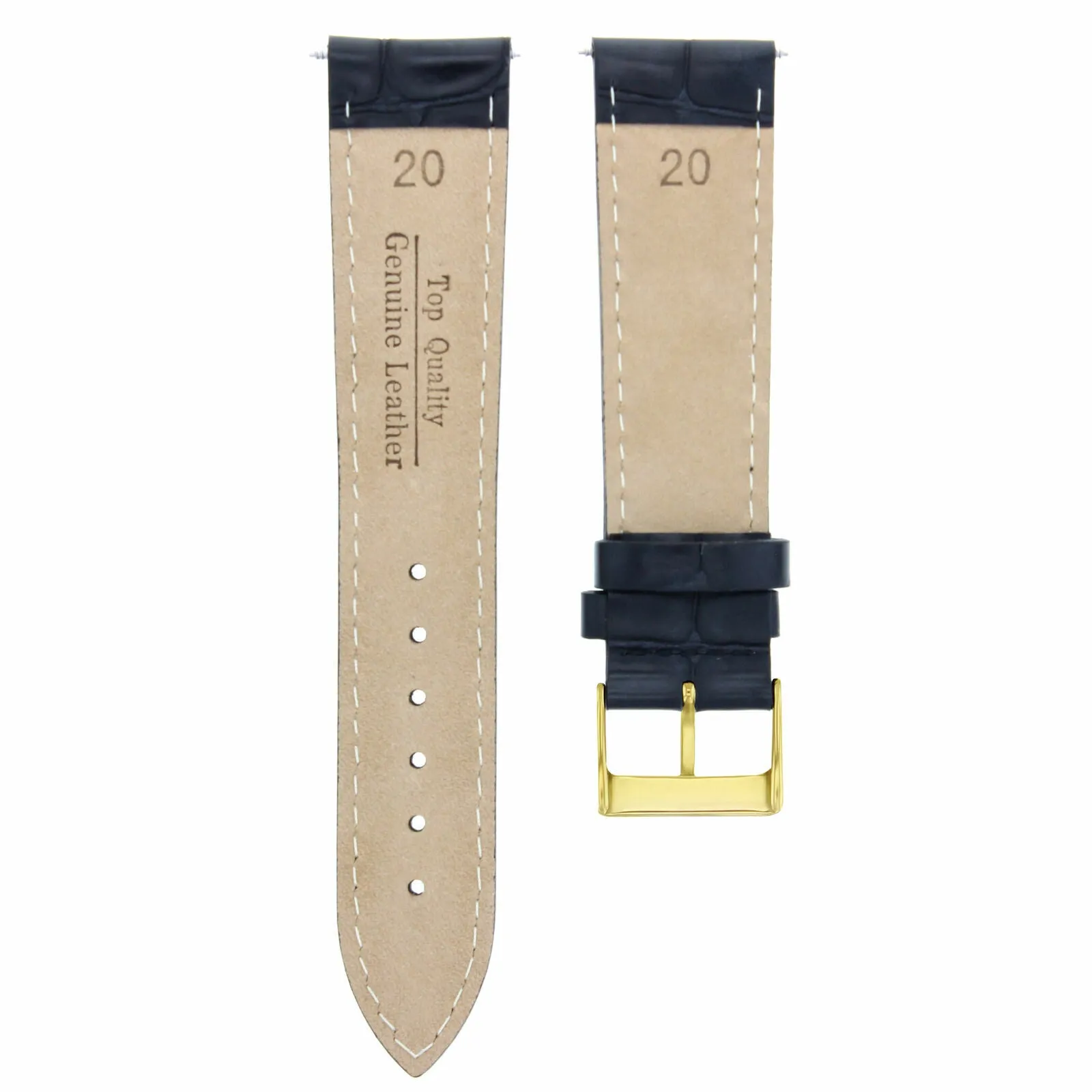 20MM LEATHER WATCH BAND STRAP FOR 40MM PANERAI PAM MARINA GMT WATCH BLACK GOLD
