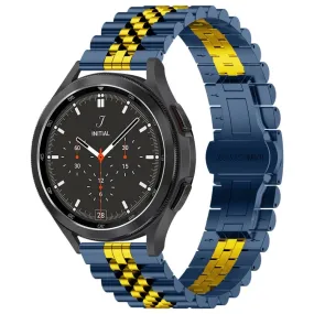 22mm Five-bead Stainless Steel Watch Band(Blue Gold)