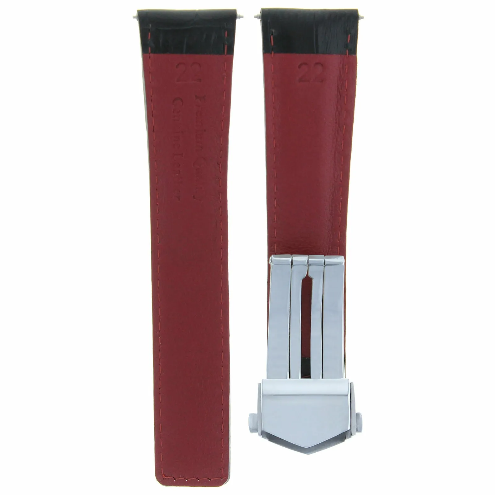 22MM LEATHER STRAP BAND CLASP FOR TAG HEUER CARRERA MONACO FC5037/39 BLACK RED S