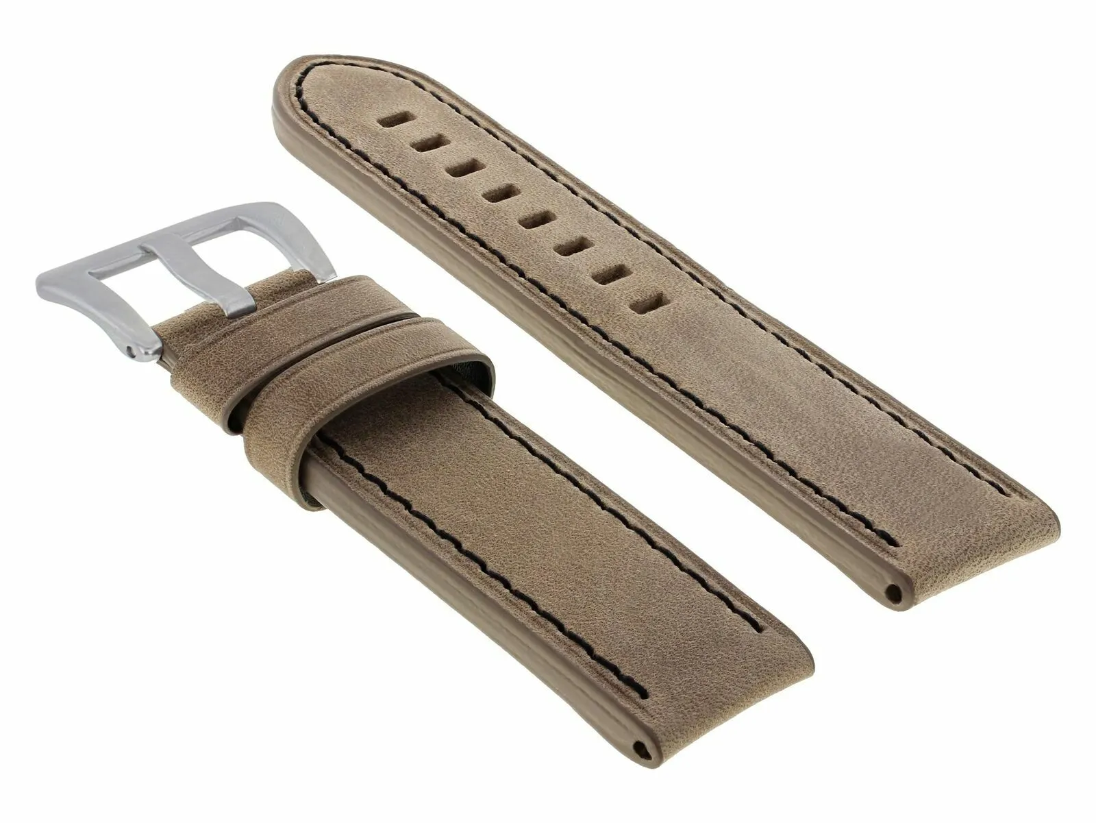 22MM PREMIUM PAM LEATHER STRAP BAND FOR 40MM PANERAI GMT WATCH SAND BLACK STITCH