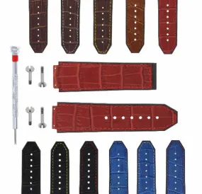 24MM ALLIGATOR LEATHER RUBBER BAND STRAP FOR HUBLOT H BIG BANG 2 SCREW S/DRIVER