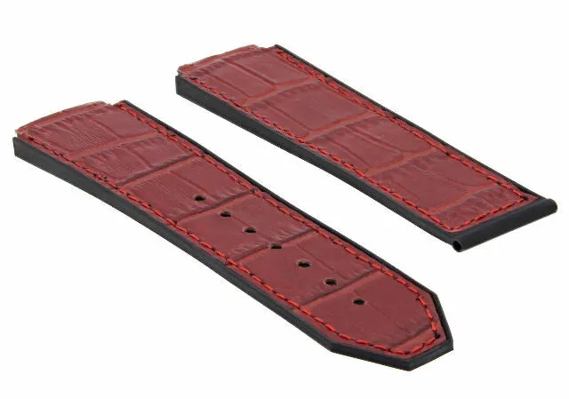24MM ALLIGATOR LEATHER RUBBER BAND STRAP FOR HUBLOT H BIG BANG 2 SCREW S/DRIVER