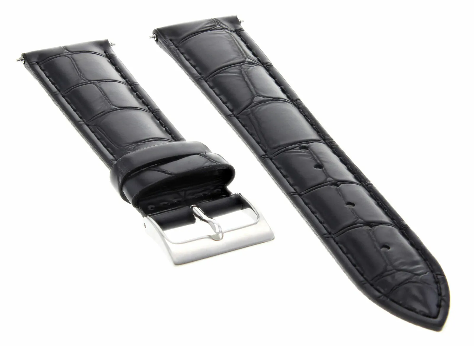 24MM ITALIAN GATOR LEATHER WATCH STRAP BAND FOR MONTBLANC WATCH 24/22MM BLACK