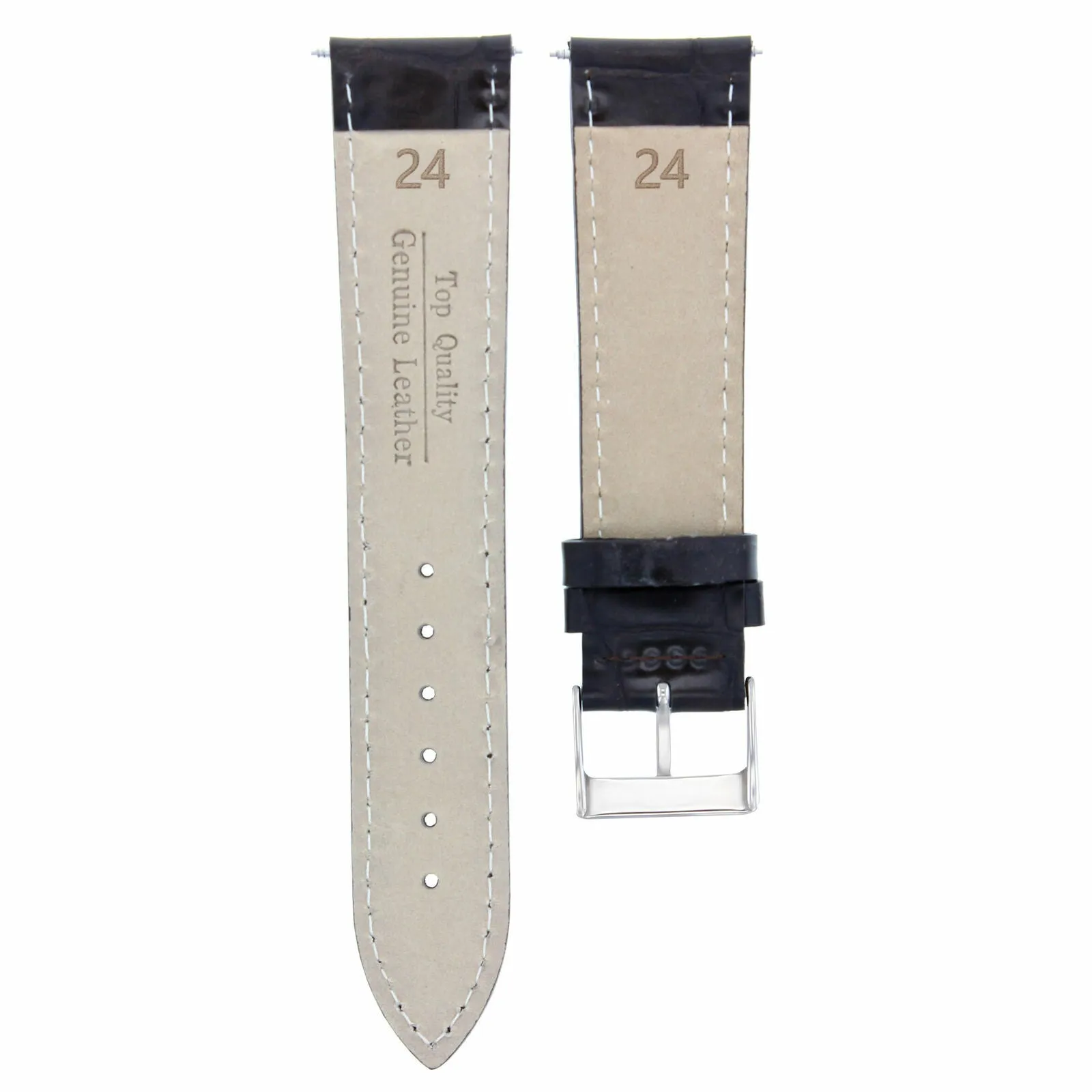 24MM ITALIAN GATOR LEATHER WATCH STRAP BAND FOR MONTBLANC WATCH 24/22MM BLACK