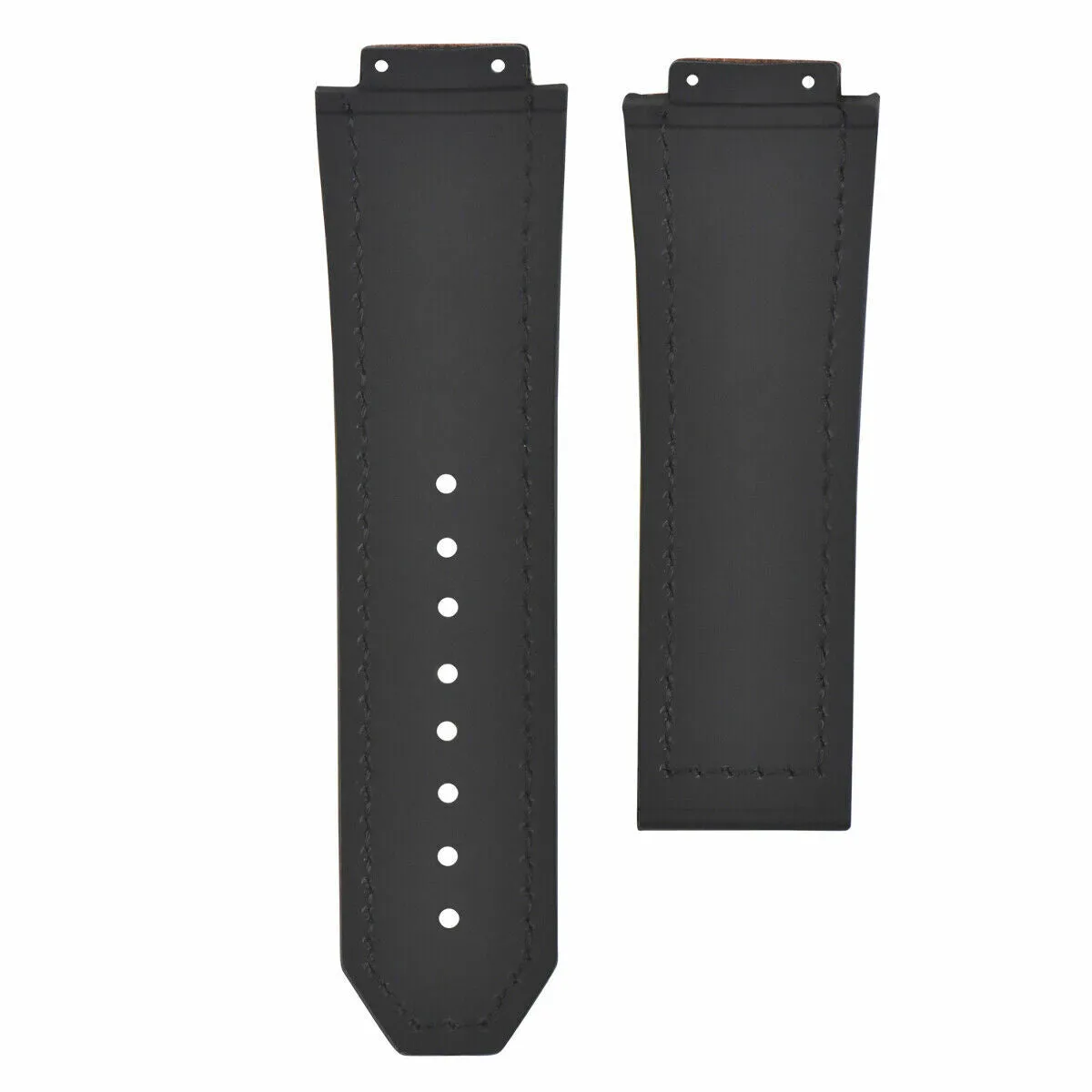 25MM LEATHER RUBBER STRAP FOR 44-45MM HUBLOT BIG BANG WATCH BROWN WHITE ST TOP Q
