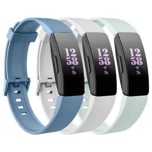 3 Pack Replacement Bands Compatible for Fitbit Inspire 2 / Fitbit Inspire HR/Fitbit Inspire/Fitbit Ace 2, Adjustable Accessory Soft Silicone Sport Wristband for Women Men