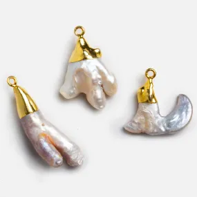 30x20mm Gold Leafed Pearl Pendant 1 piece
