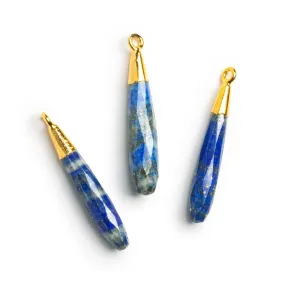 35x5mm Gold Leafed Lapis Lazui Teardrop Pendant 1 Bead