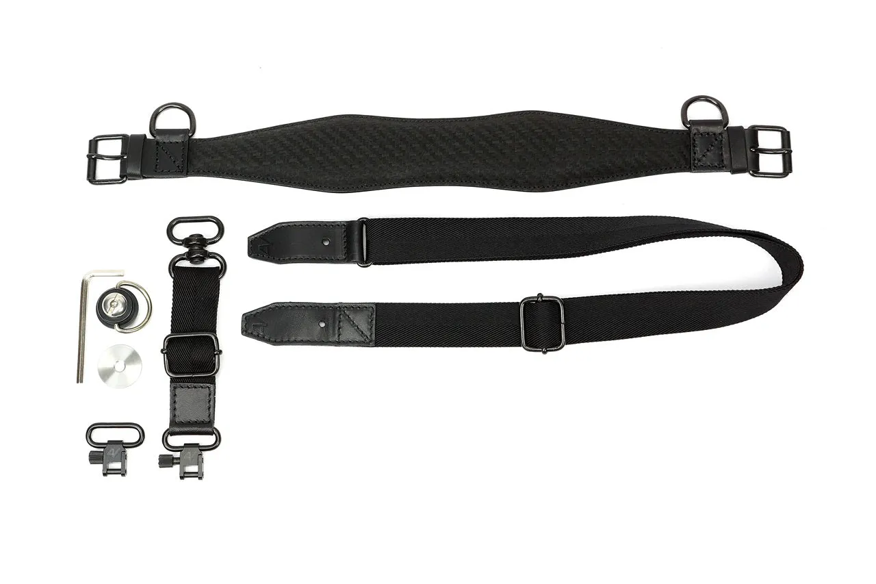 4V Design Versis SL  | Professional Sling Rapid Strap in Black Carbon Leather for DSLR & Mirrorless Cameras