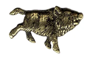 56mm Antique Gold, Razorback Javelina Hog Pig, Pack of 6