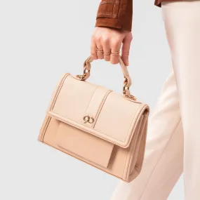90 Feet Zoya Beige Structured Leather Sling Bag