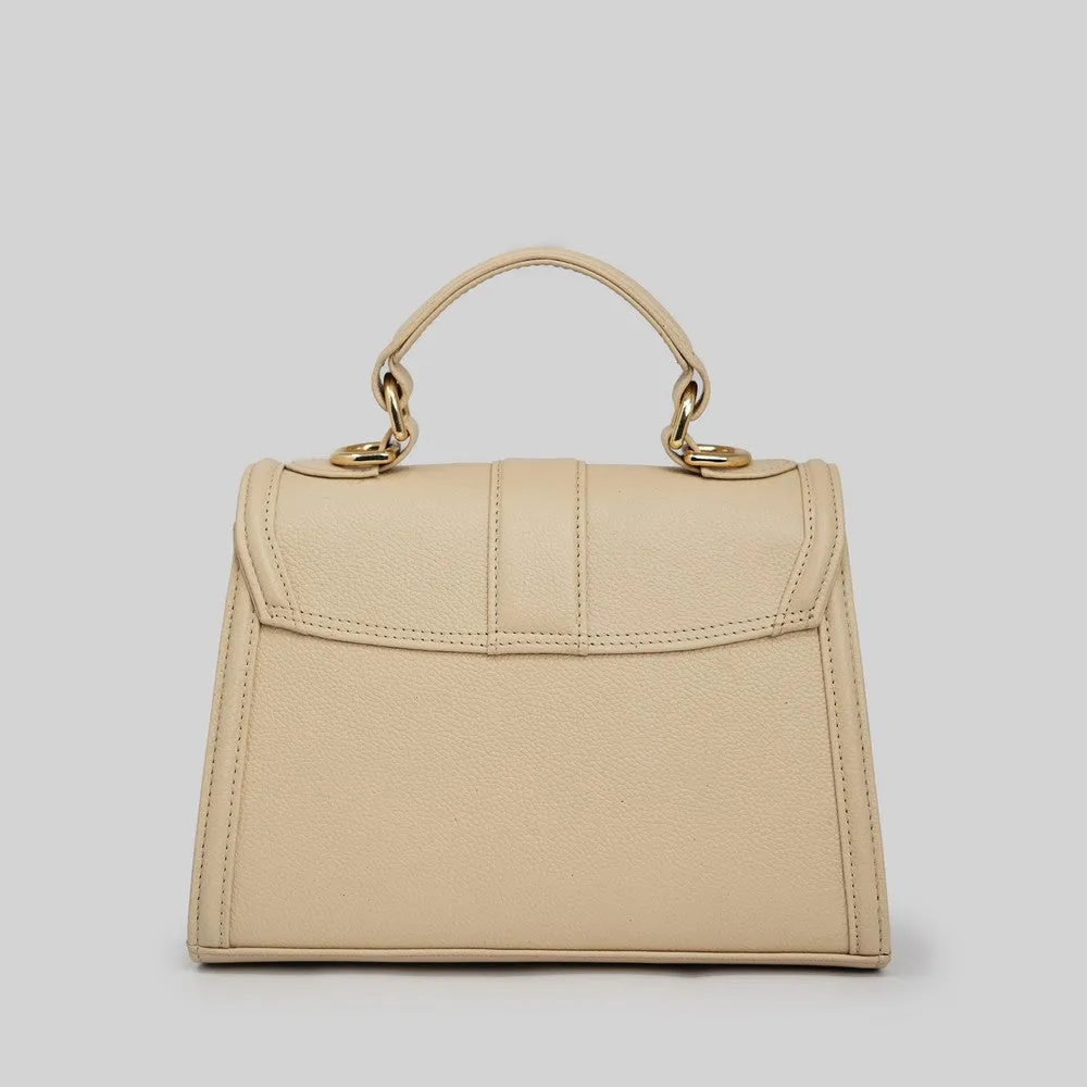 90 Feet Zoya Beige Structured Leather Sling Bag
