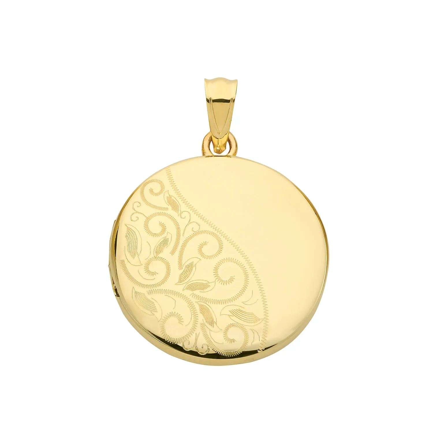 9CT GOLD LEAF ENGRAVED ROUND LOCKET