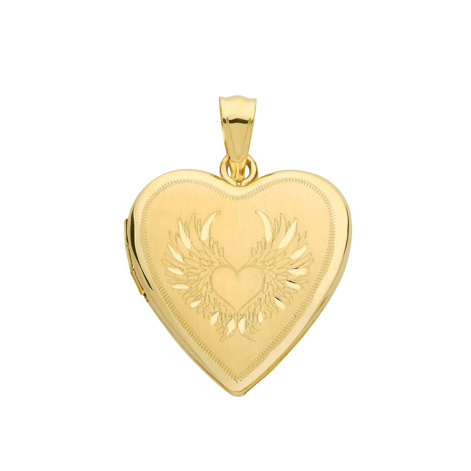 9CT GOLD WINGS ENGRAVED HEART LOCKET