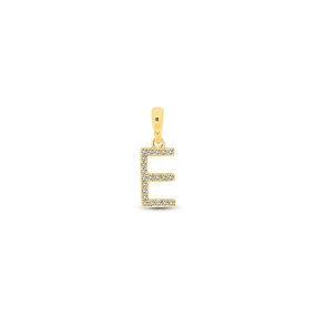 9K Gold Diamond 'E' Initial Pendant - DSSP-E