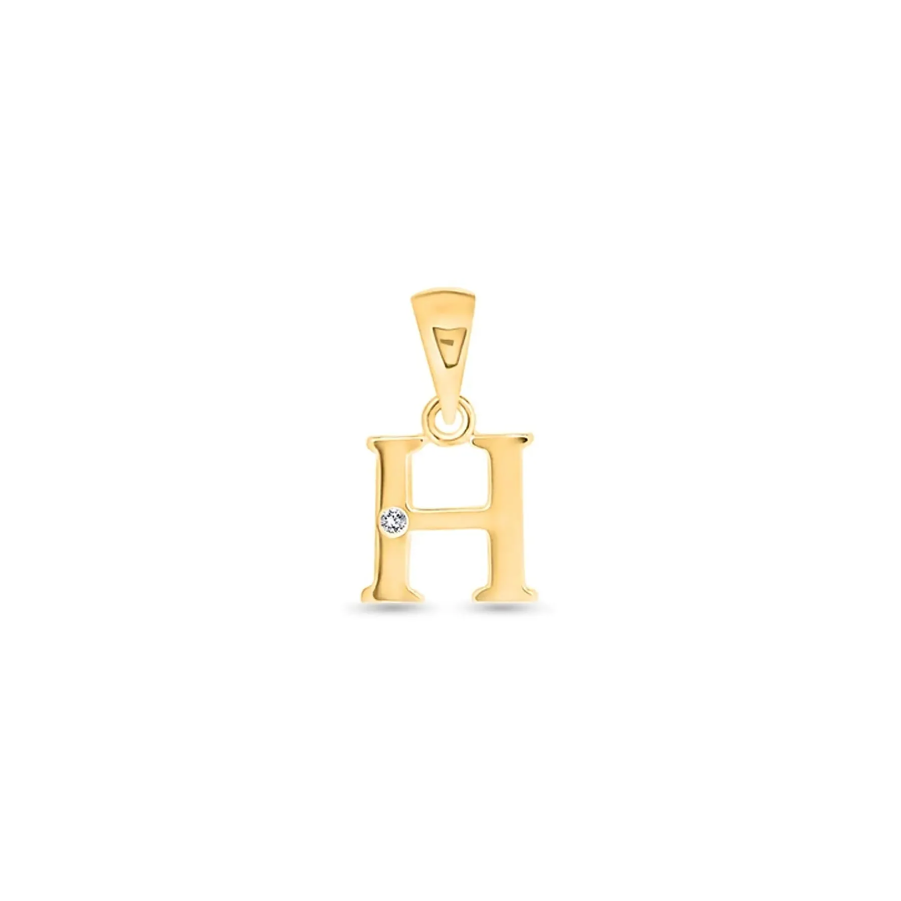 9K Gold Single Diamond 'H' Initial Pendant - DSNP-H