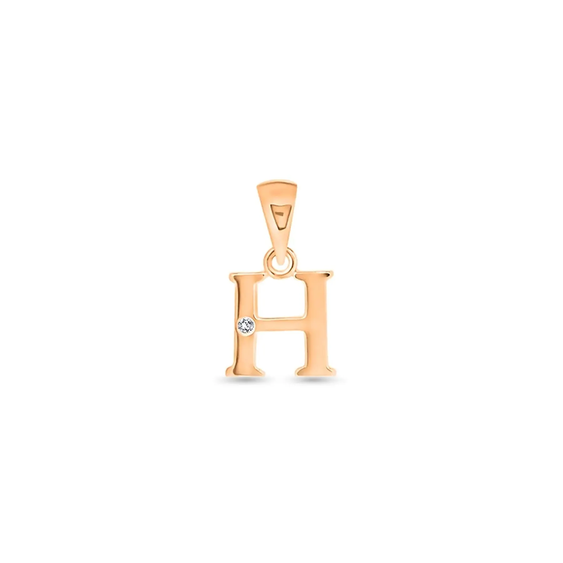 9K Gold Single Diamond 'H' Initial Pendant - DSNP-H