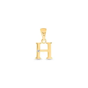 9K Gold Single Diamond 'H' Initial Pendant - DSNP-H
