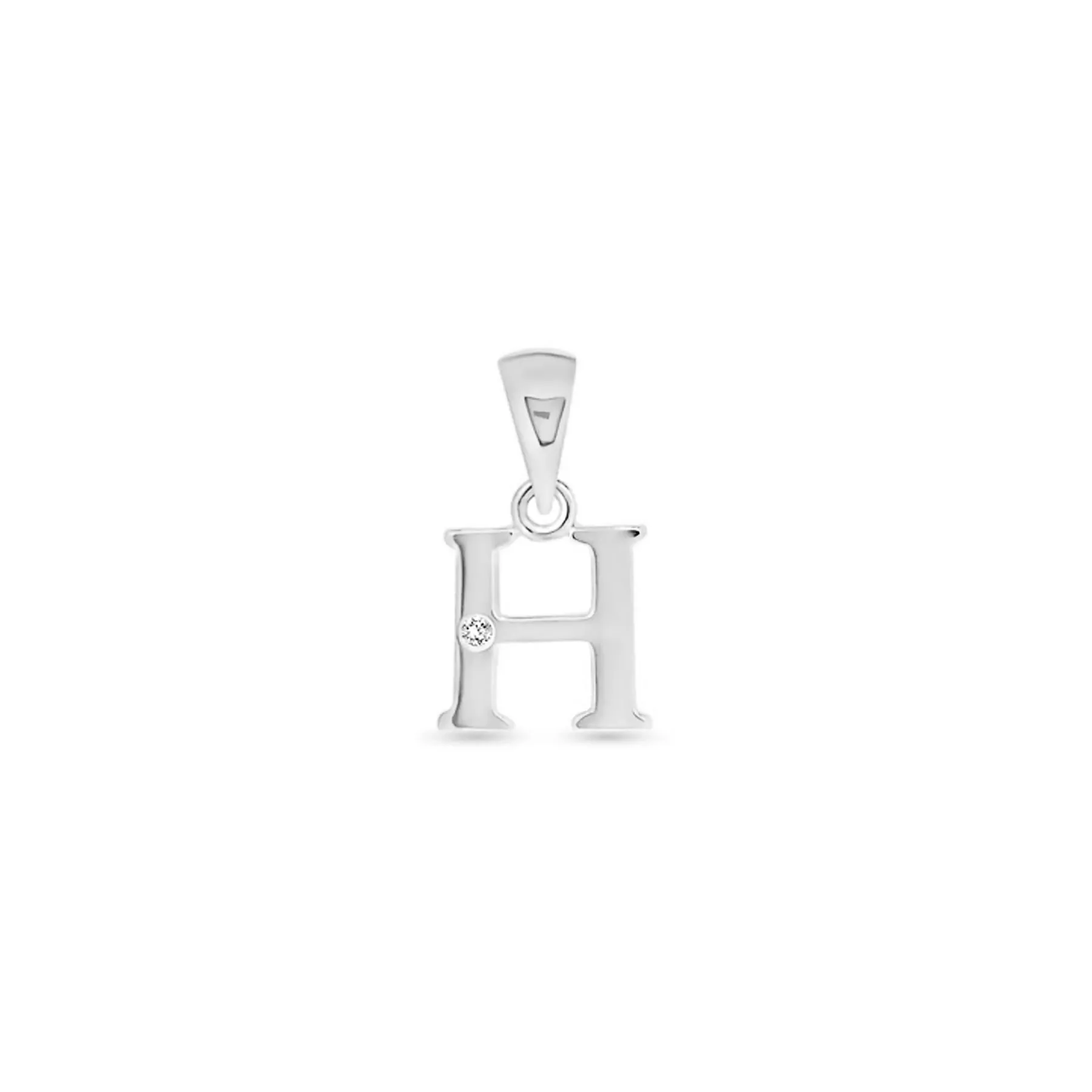 9K Gold Single Diamond 'H' Initial Pendant - DSNP-H