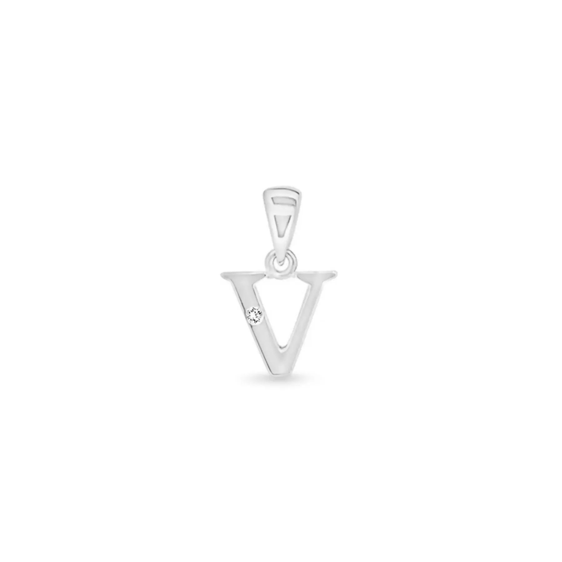 9K Gold Single Diamond 'V' Initial Pendant - DSNP-V