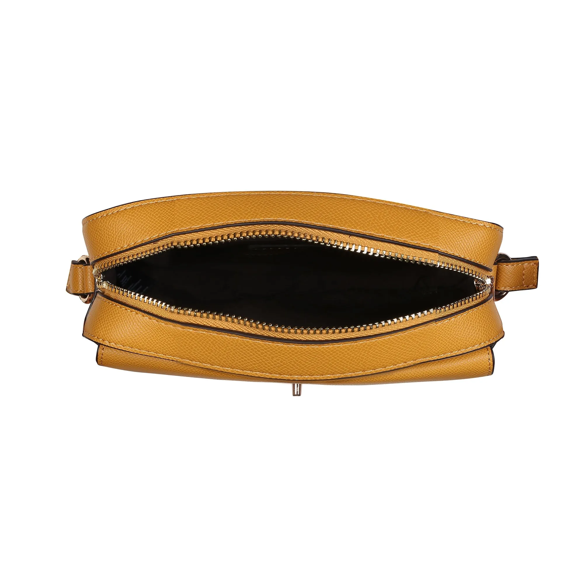 Accessorize London Women's Faux Leather Yellow Tyler Twistlock Sling Bag