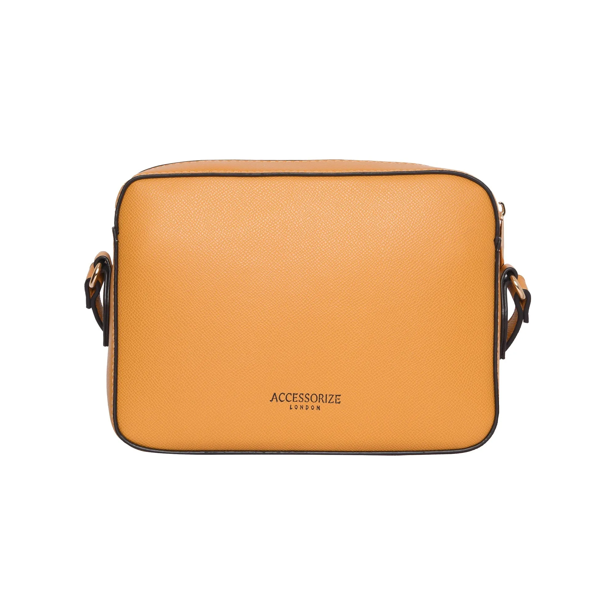 Accessorize London Women's Faux Leather Yellow Tyler Twistlock Sling Bag