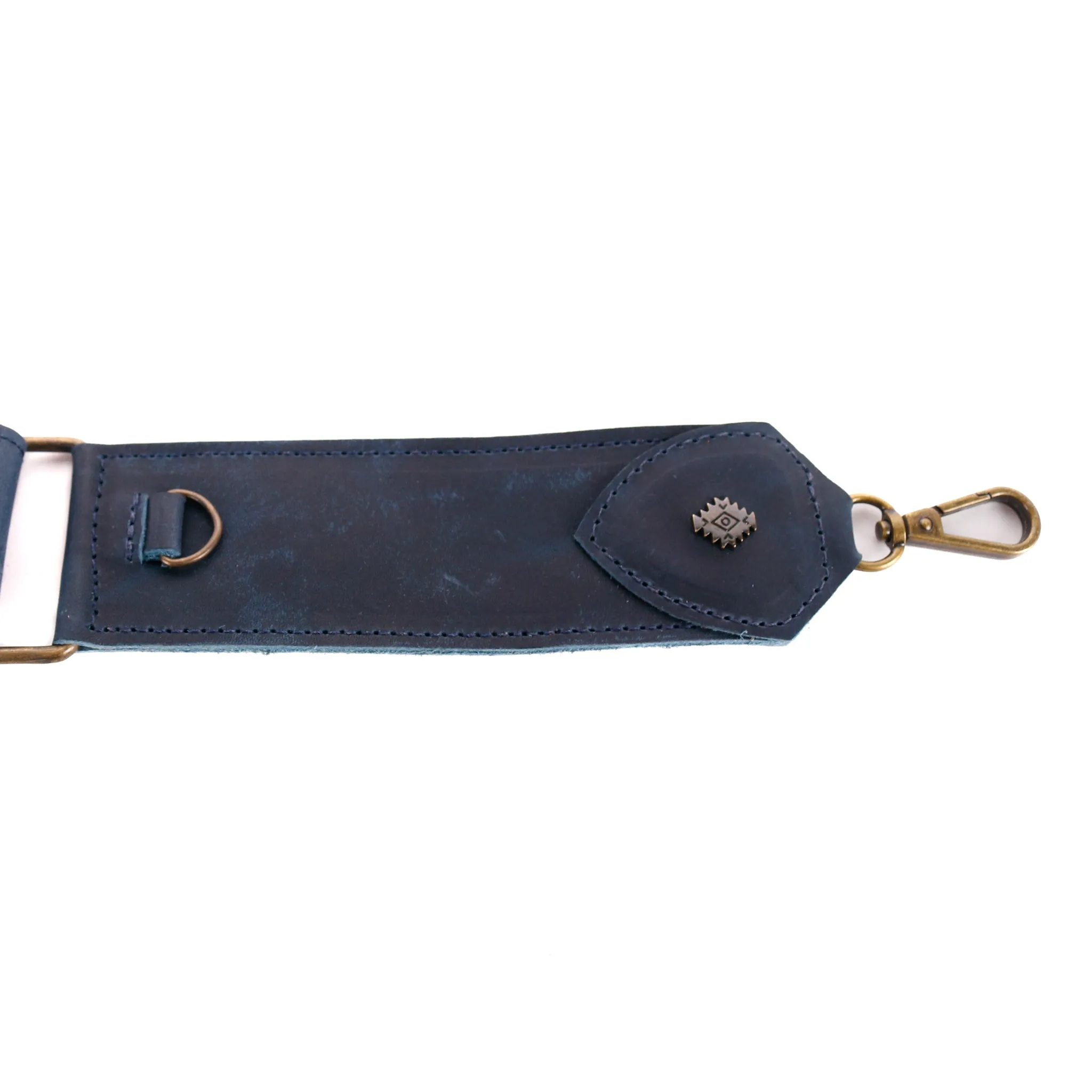 ADJUSTABLE WIDE STRAP - FULL LEATHER - NAVY