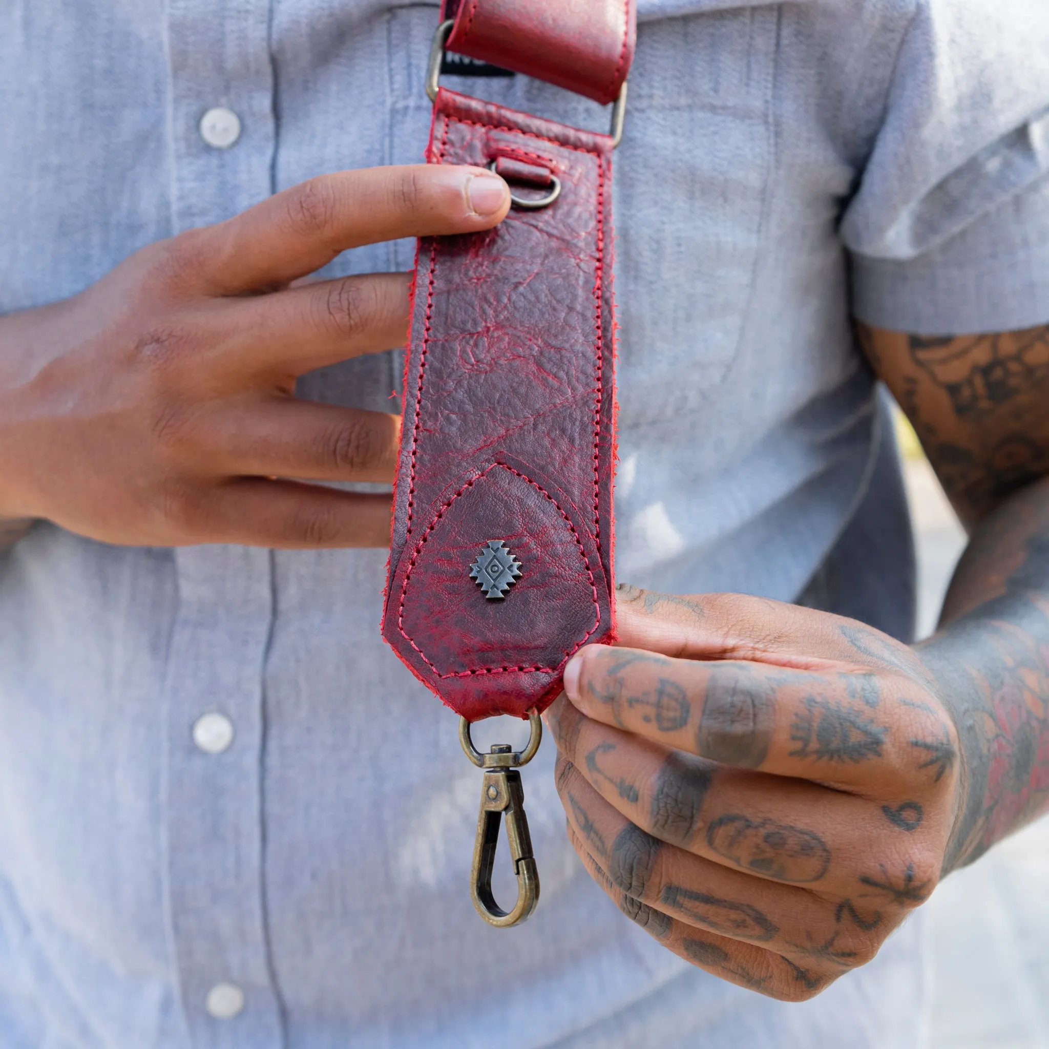 ADJUSTABLE WIDE STRAP - FULL LEATHER - SAFFRON