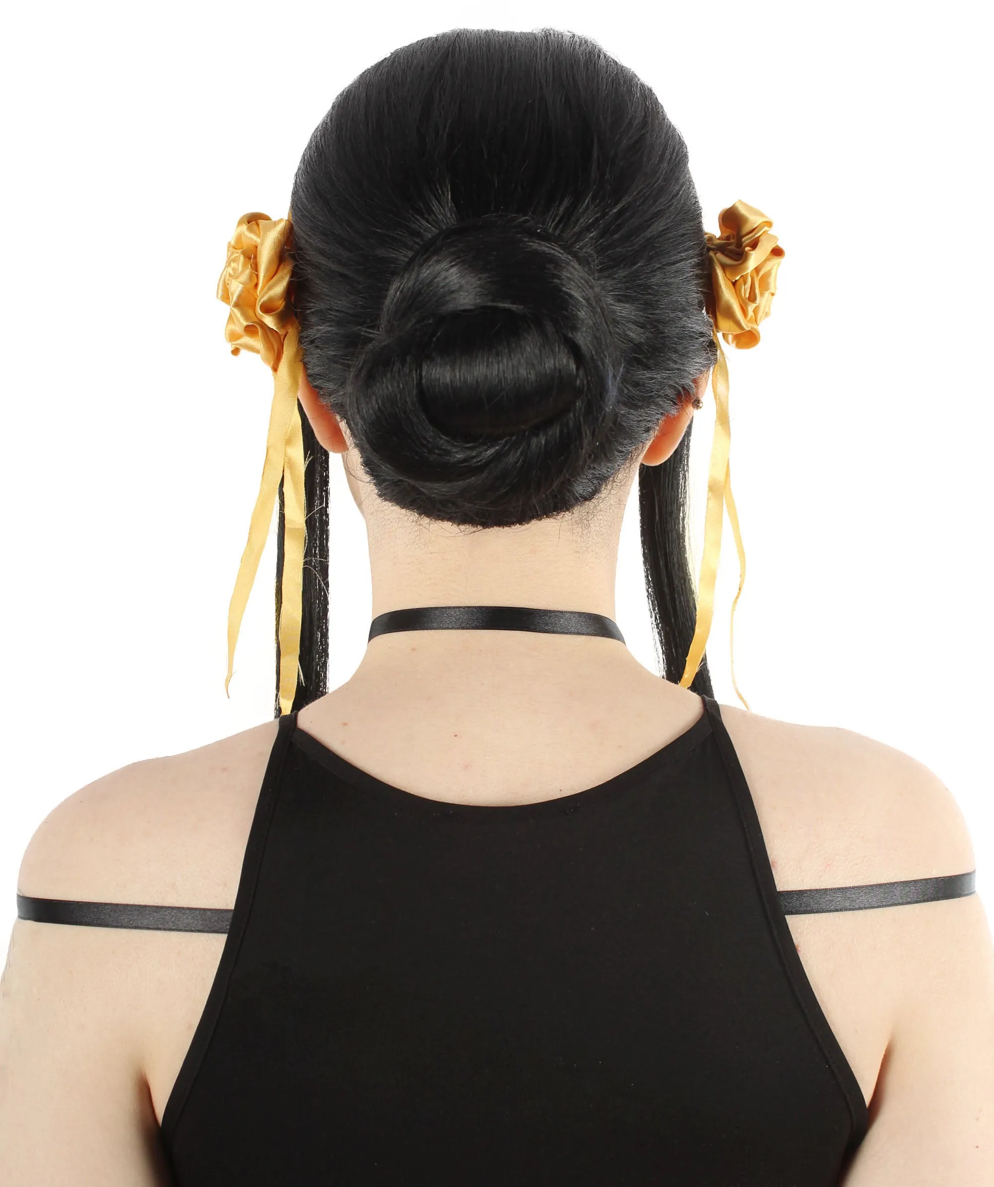 Adult Women’s Japanese Anime Series Long Black Straight Wig With Headpiece | Best for Halloween | Flame-retardant Synthetic Fiber